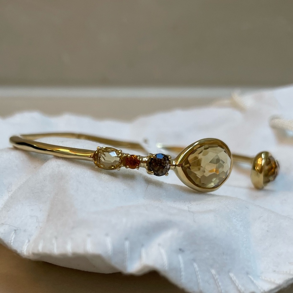 NWT Ippolita Rock Candy Citrine Smoky Quartz 18K Yellow Gold Bangle Size Small - Picture 4 of 9